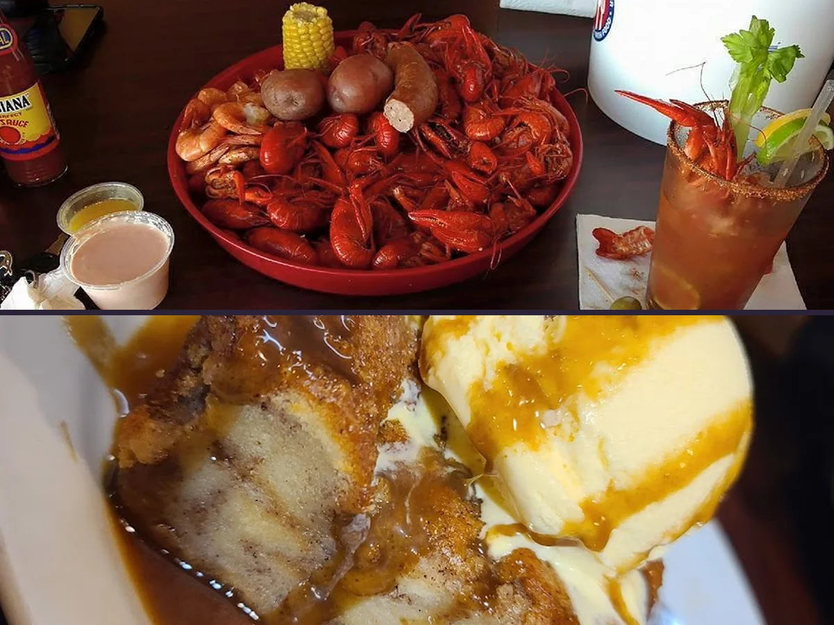 Casual seafood dining room with Cajun touches